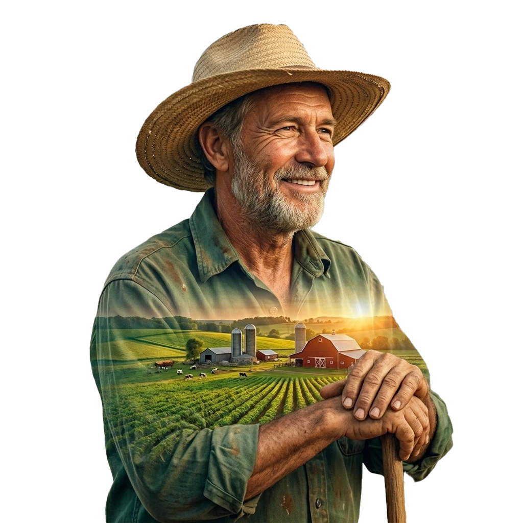 Produtor rural utilizando um tablet