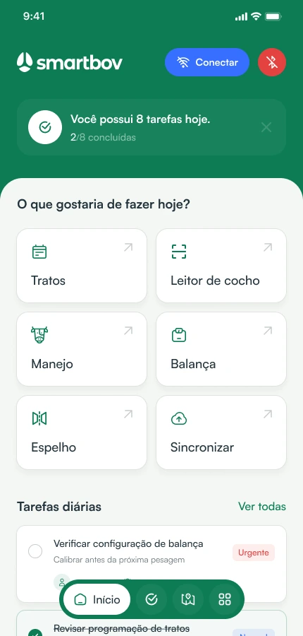 Tela inicial do SmartBov App