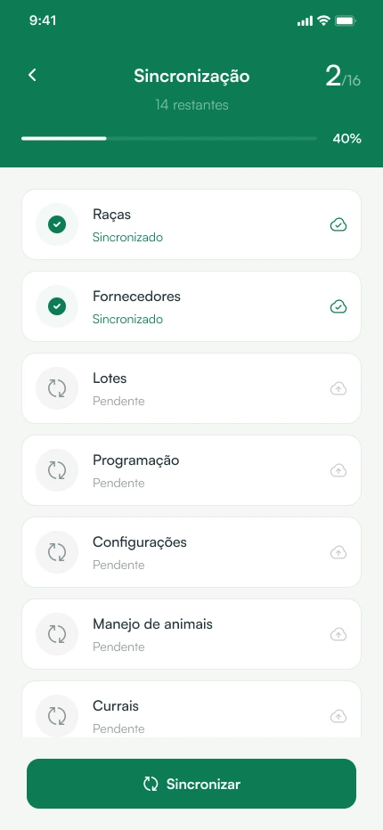 Sincronização no SmartBov App